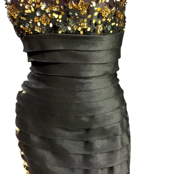 Clarisse Size 8 Black/Leopard Print Mermaid Gown - Picture 3 of 14